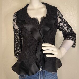 Linda Cunningham Lace Blouse Size 8  Black Color.  #73